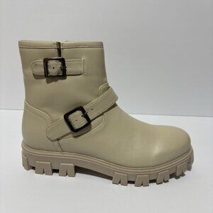 BC Footwear Women’s Unbroken Off White Moto Boots, Size 8 M